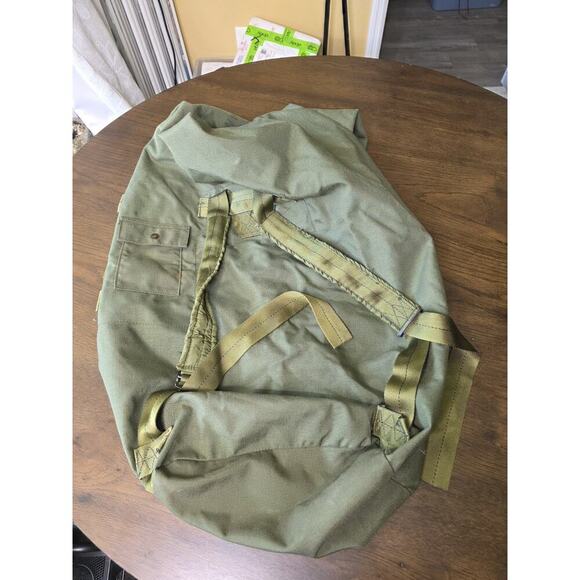 Vintage US Military Army Canvas Duffle Duffel Bag Distressed Patina Drawstring J - Picture 13 of 16